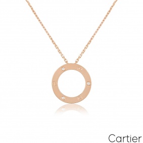 Cartier Rose Gold 3 Diamond Love Necklace B7014700